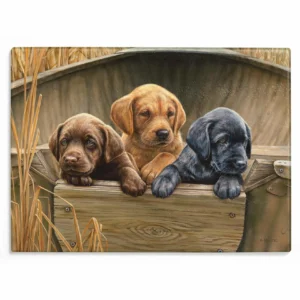 All Hands on Deck - Three Puppies - Cutting Board
