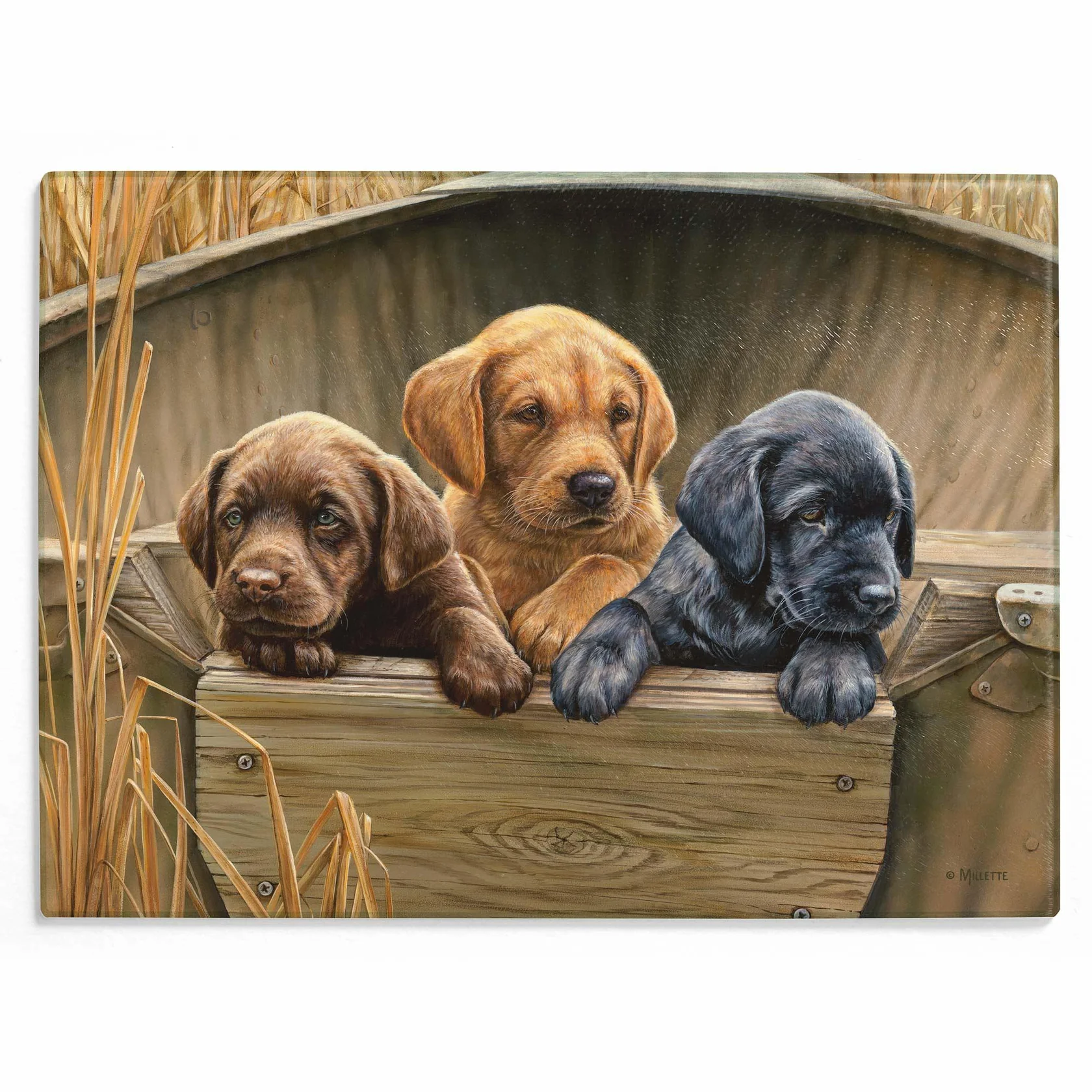 All Hands on Deck - Three Puppies - Cutting Board