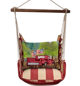 Hammock Swing 4-piece Set – Americana Stripe with Patriotic Red Truck Pillow