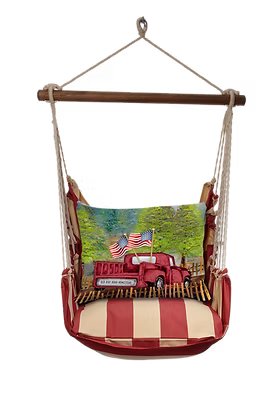 Hammock Swing 4-piece Set – Americana Stripe with Patriotic Red Truck Pillow