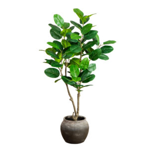 Artificial Audrey Ficus Tree in Rustic Decorative Planter 4'