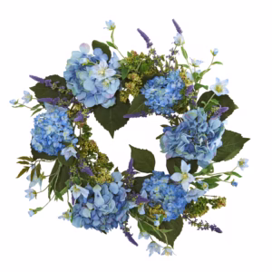 Artificial Blue Hydrangea Wreath 24”