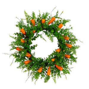 Artificial Easter Fern and Carrots Wreath 22"