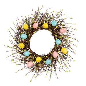 Artificial Pastel Easter Egg Twig Wreath 20"