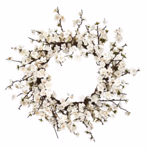 Artificial White Plum Blossom Wreath 24”