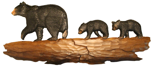 Bear Family Intarsia Wood Art