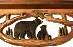 Bear Shelf Intarsia Wood Art 35" x 13"