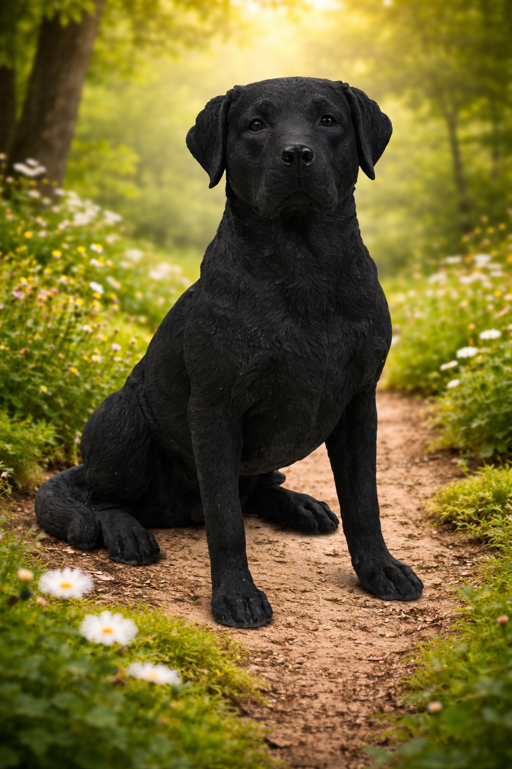 Black Labrador Retriever Garden Statue