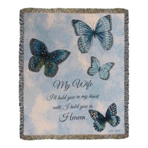 Blue Butterflies with Verse Tapestry Throw – Made in the USA (50×60)