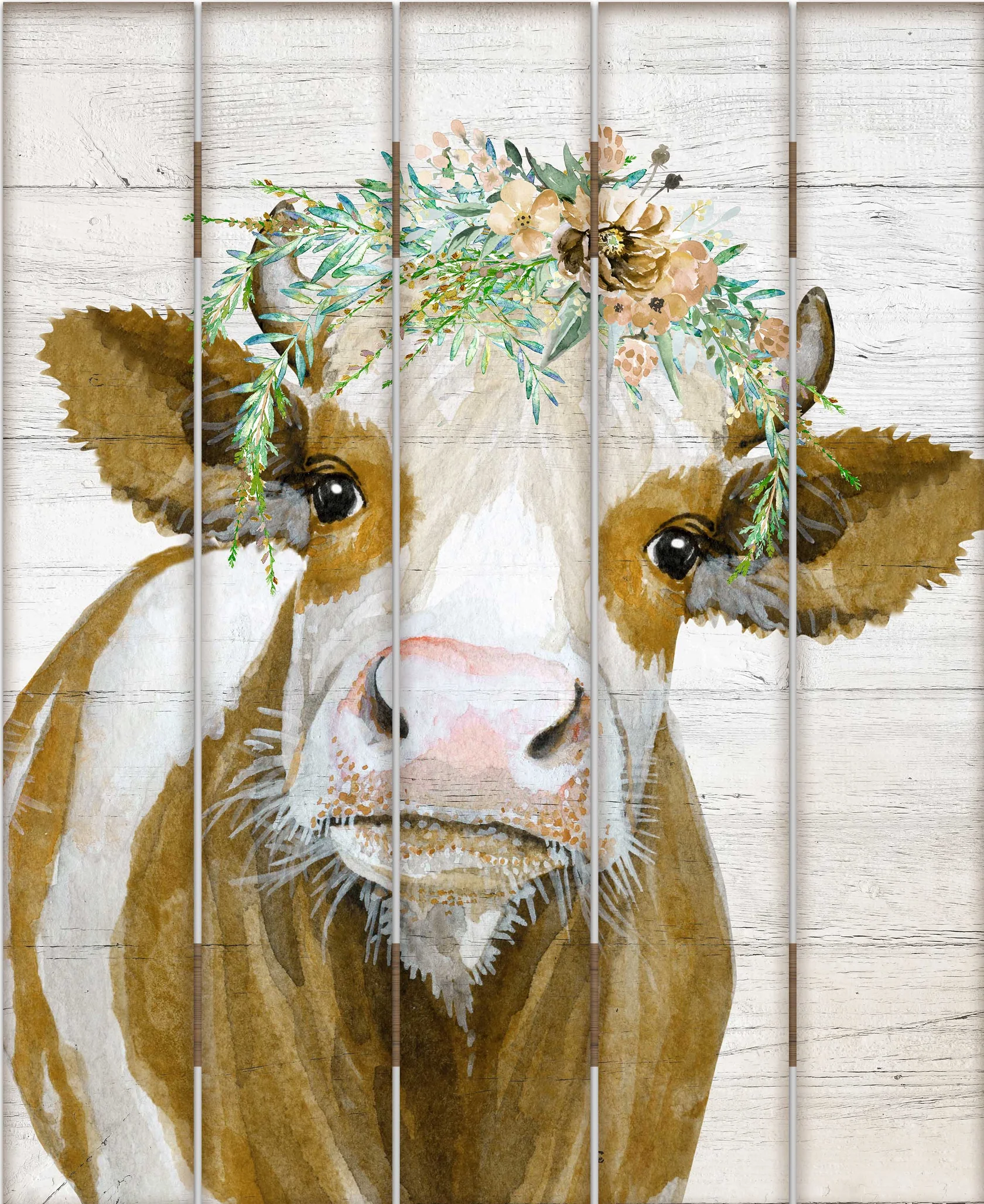 Bohemian Cow - 18" x 22" Pallet Wall Art