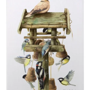 Busy Birdfeeder - 12" x 9" Gallery Wrapped Canvas
