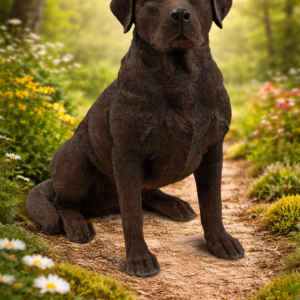 Chocolate Labrador Retriever Garden Statue
