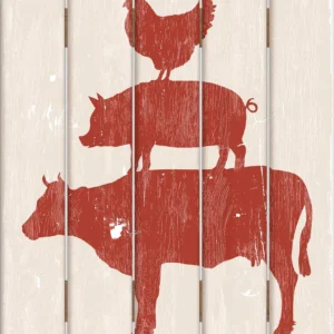 Cow Pig Chicken Silhouette - 18" x 22" Pallet Wall Art
