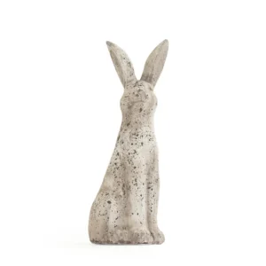Distressed Grey Wash Rabbit Sculpture
