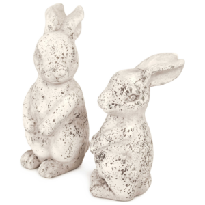 Distressed Grey Wash Rabbit Sculptures