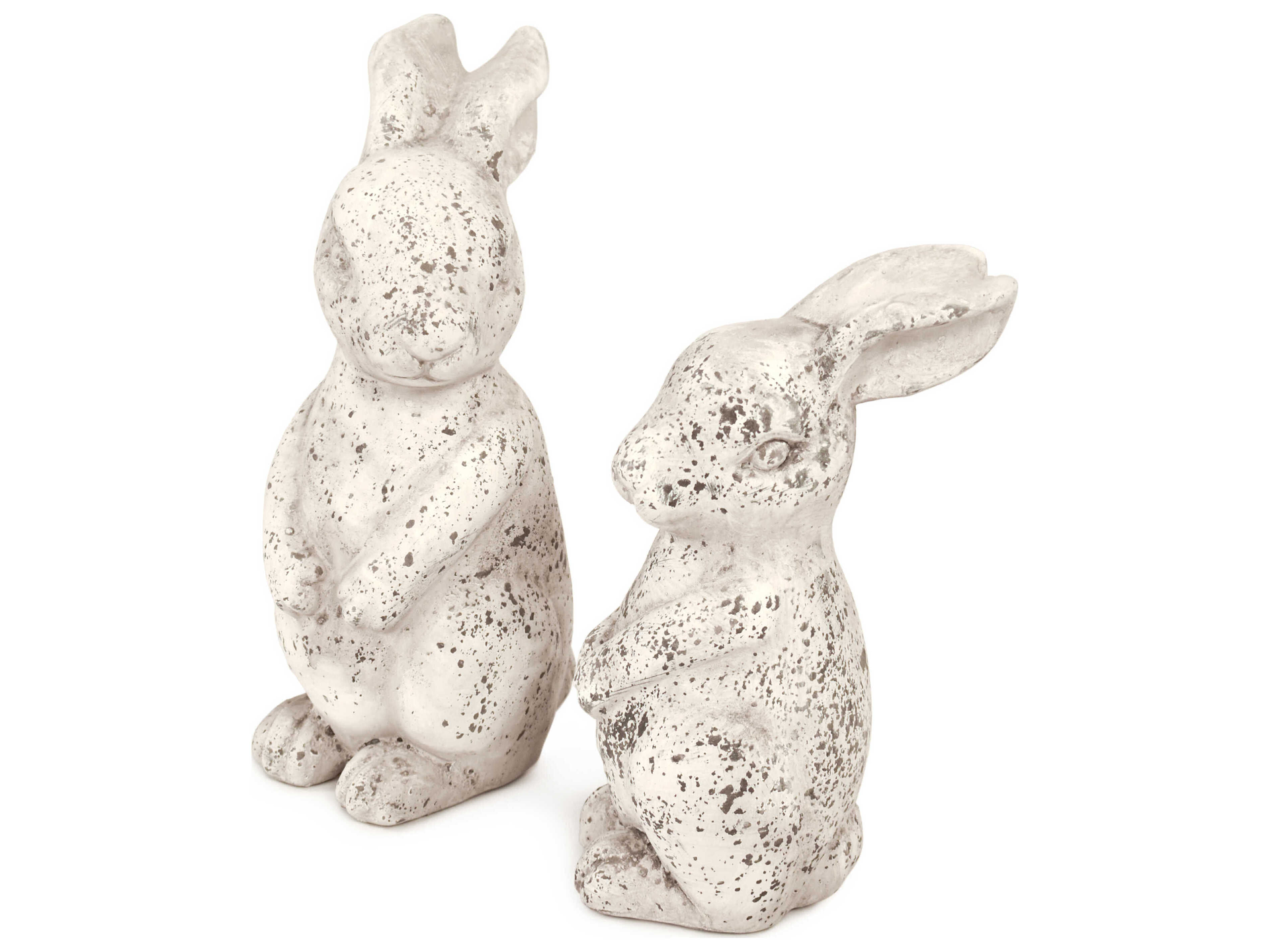 Distressed Grey Wash Rabbit Sculptures