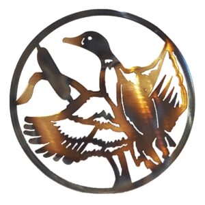 Duck in Flight - Small Circle Art