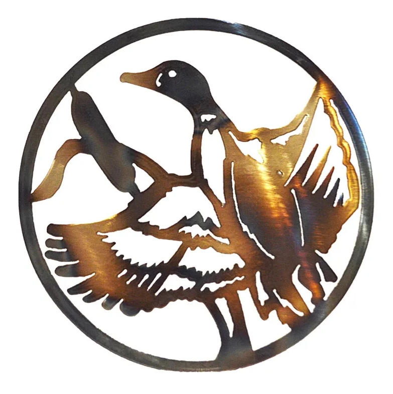 Duck in Flight - Small Circle Art