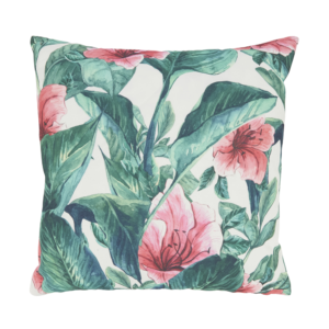 Floral Outdoor Pillow – Pink and Green (18″ x 18″ Square)