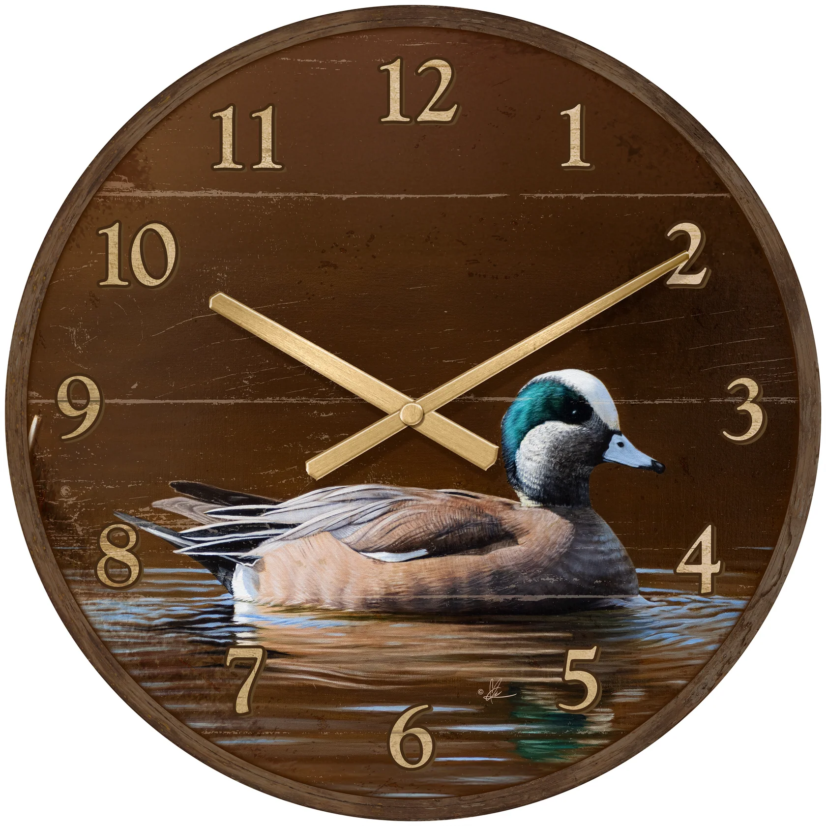 Golden Hour - American Wigeon - 21" Round Clock