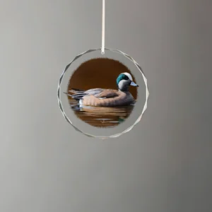 Golden Hour - American Wigeon - Round Glass Ornament