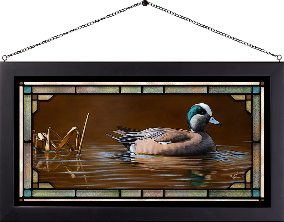 Golden Hour - American Wigeon - Stained Glass Art