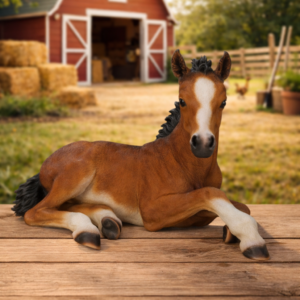 Large Horse Colt Laying Down Garden Statue