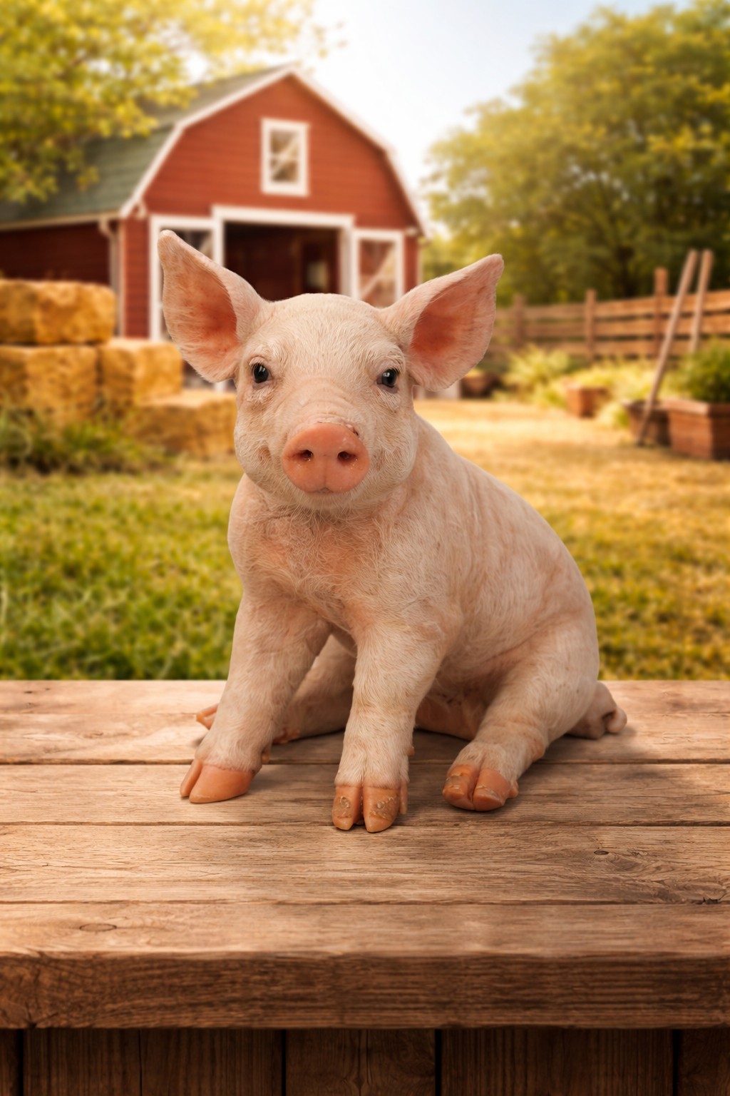 Large Sitting Pig Garden Statue