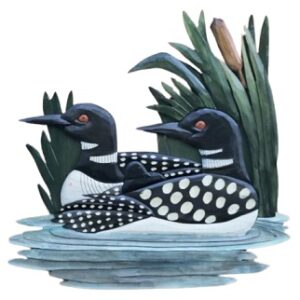 Loon Family Intarsia Wood Wall Art – 16" x 16"