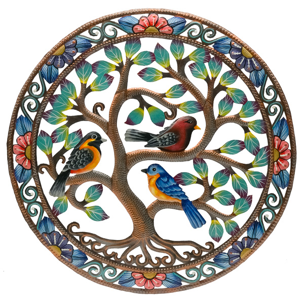 Painted Premium Tree of Life with Songbirds Wall Art 21.25"