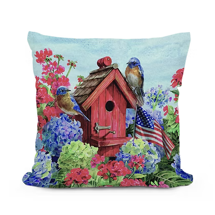 Patriotic Blue Birds Pillow