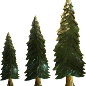 Pine Trees Intarsia Wood Art Set of 3
