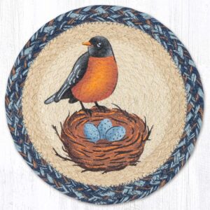 10" Round Printed Trivet with Robin Nest Design