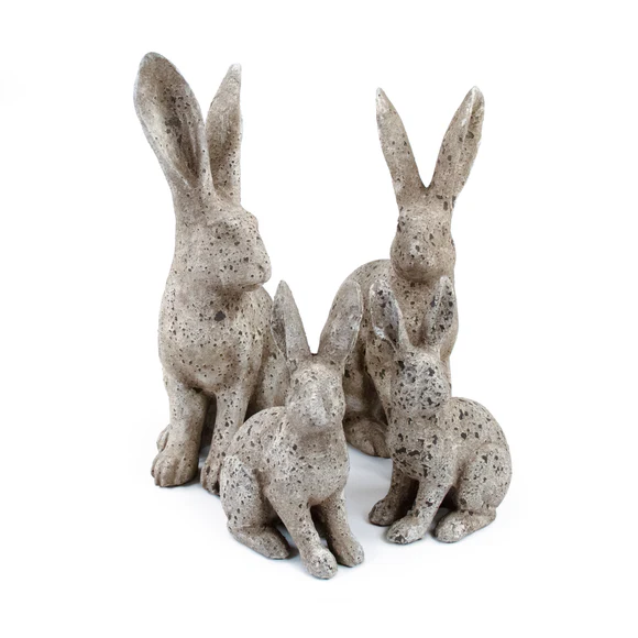 Rustic Resin Bunny Figurines