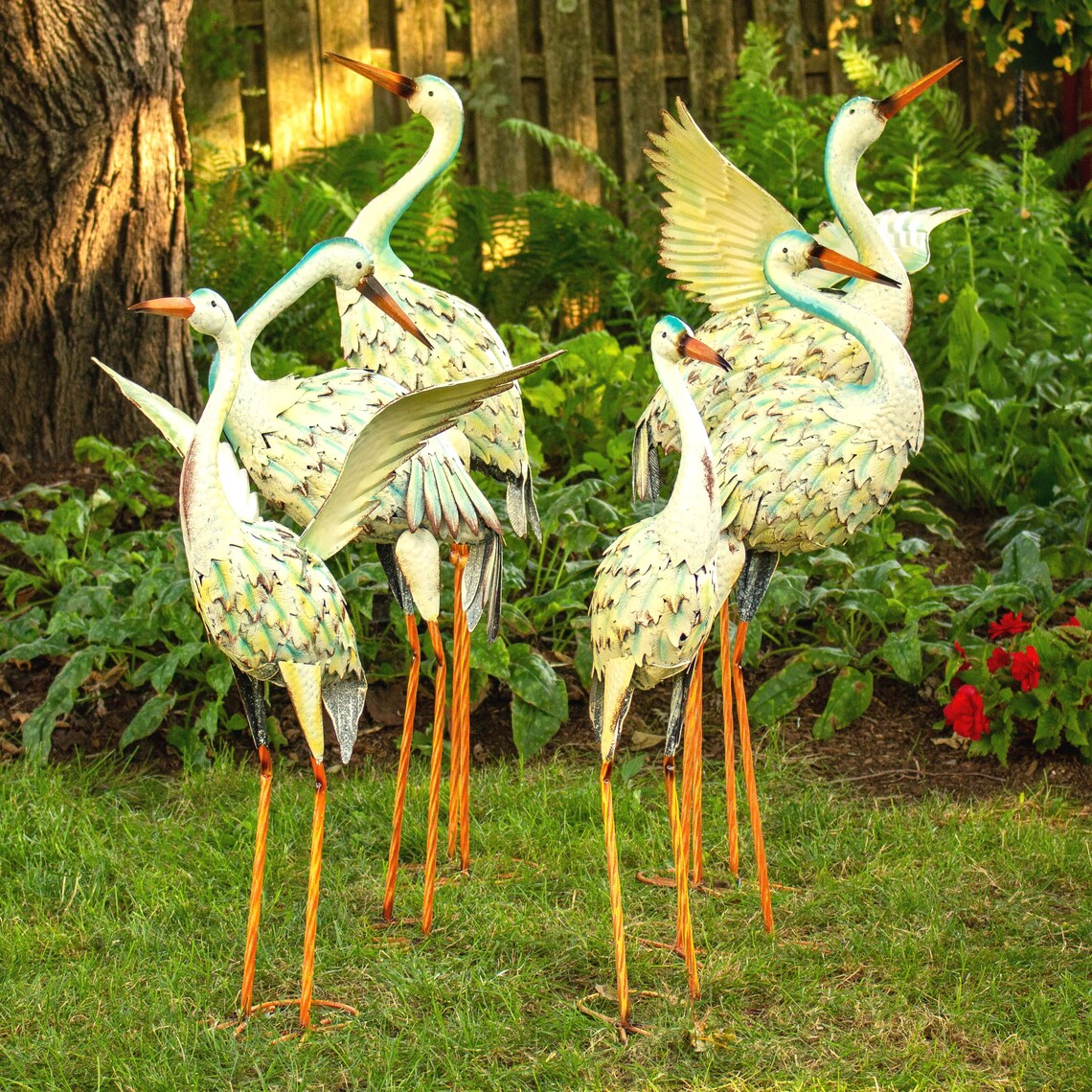 Set of 6 Assorted Style Great White Heron Yard Figurines