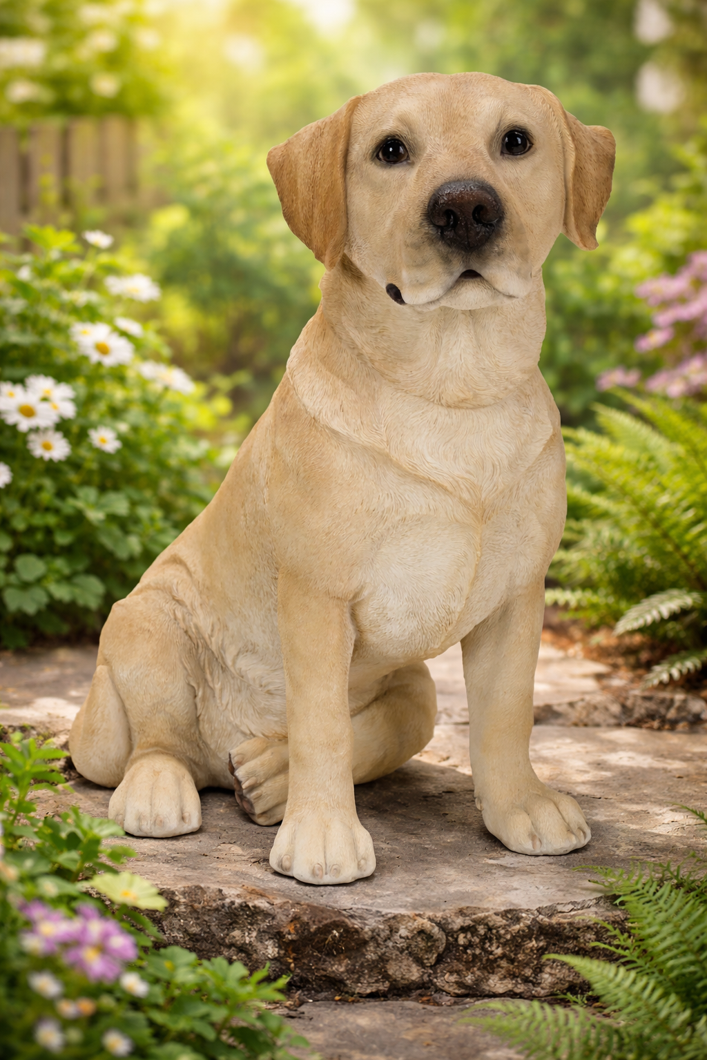 Sitting Brown Labrador Dog Statue Figurine