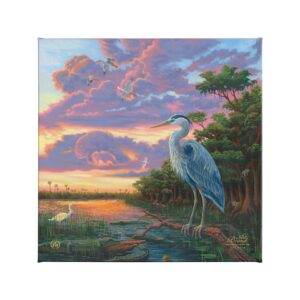 Spirit of Everglades - Great Blue Heron - 14" x 14" Gallery Wrapped Canvas