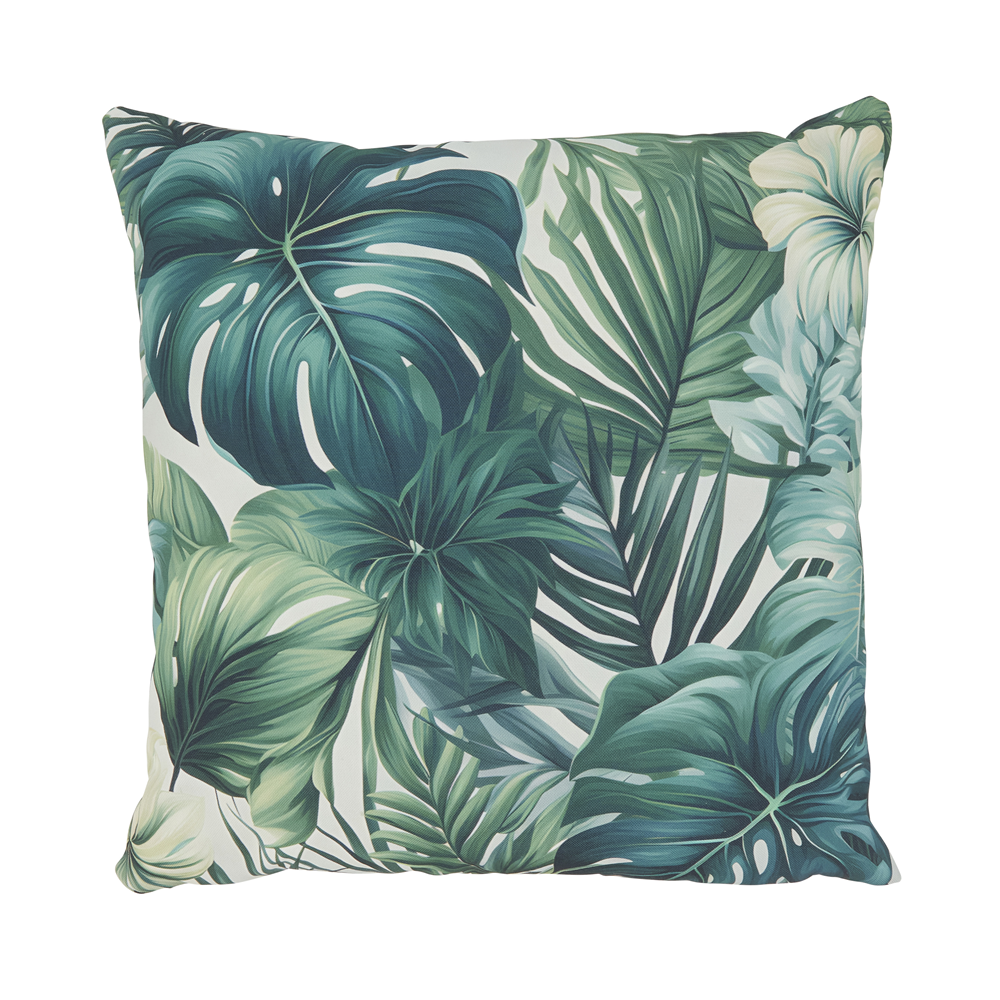 Tropical Palm Leaf Outdoor Pillow – Green