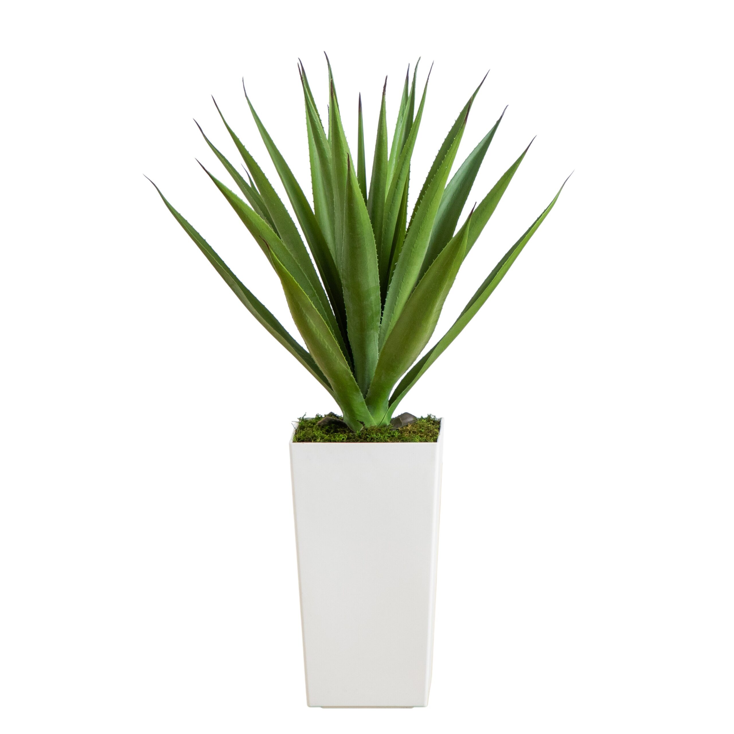 UV Resistant Artificial Agave Plant in White Tower Planter 37" (Indoor/Outdoor)