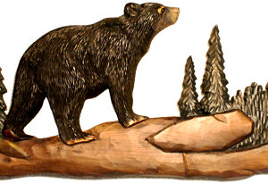 Walking Bear Intarsia Wood Art 32" x 13"