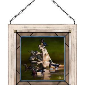 When the Water was Low - Wood Ducks - Stained Glass Art