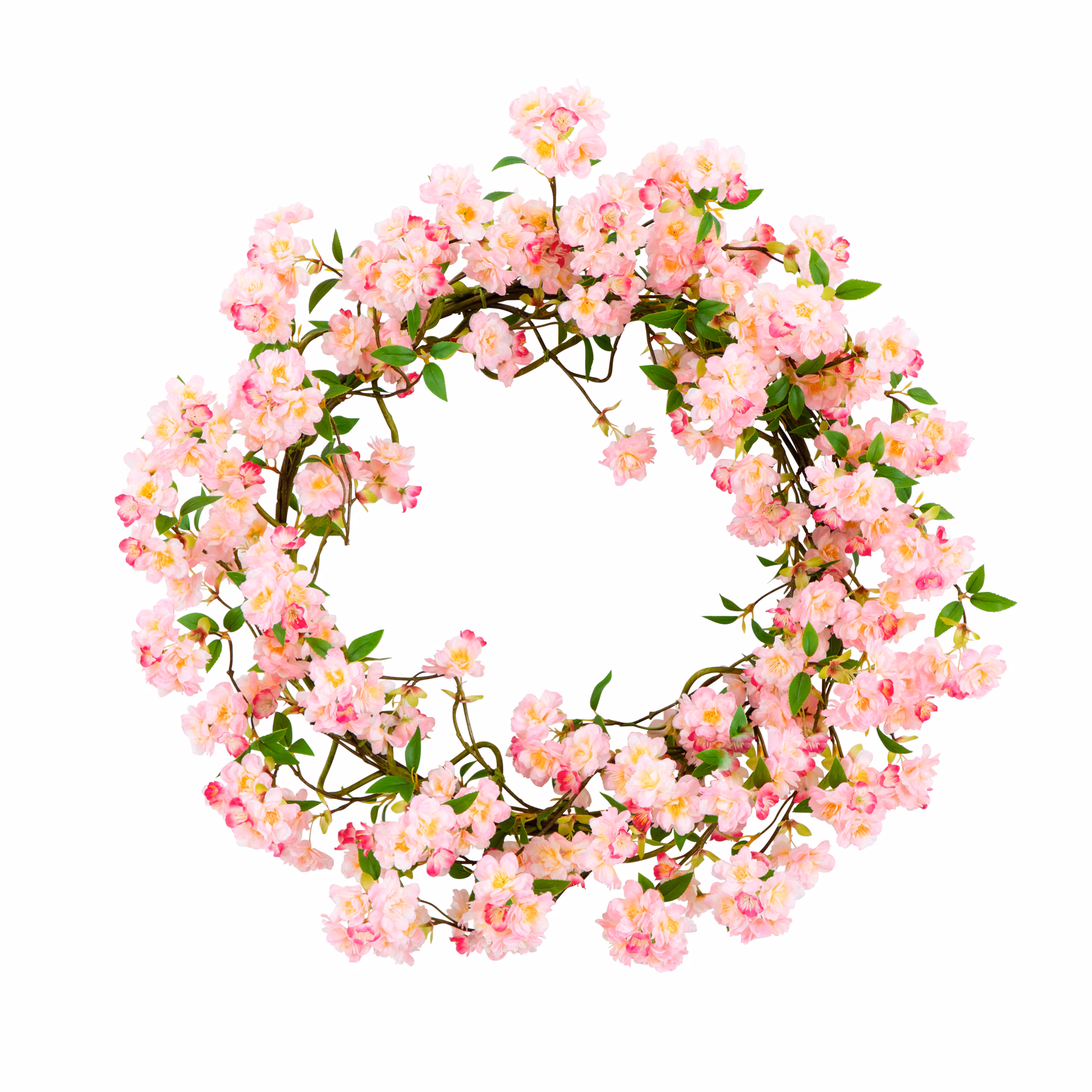 Artificial Pink Cherry Blossom Wreath 30”