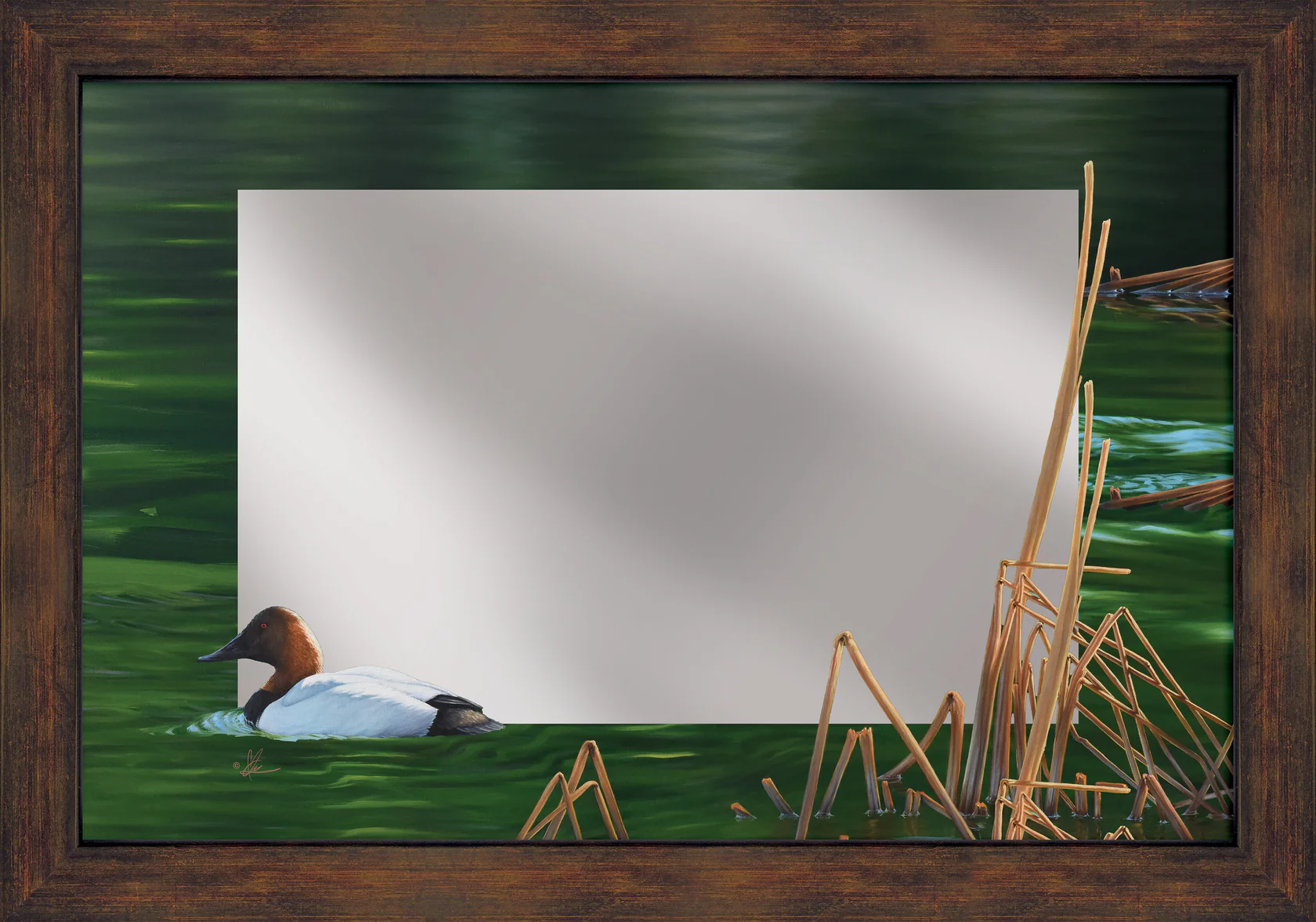 A Beautiful Day - Canvasback - 16" x 24" Mirror Framed Barnwood