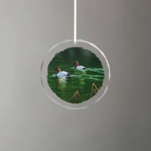 A Beautiful Day - Canvasback - Round Glass Ornament