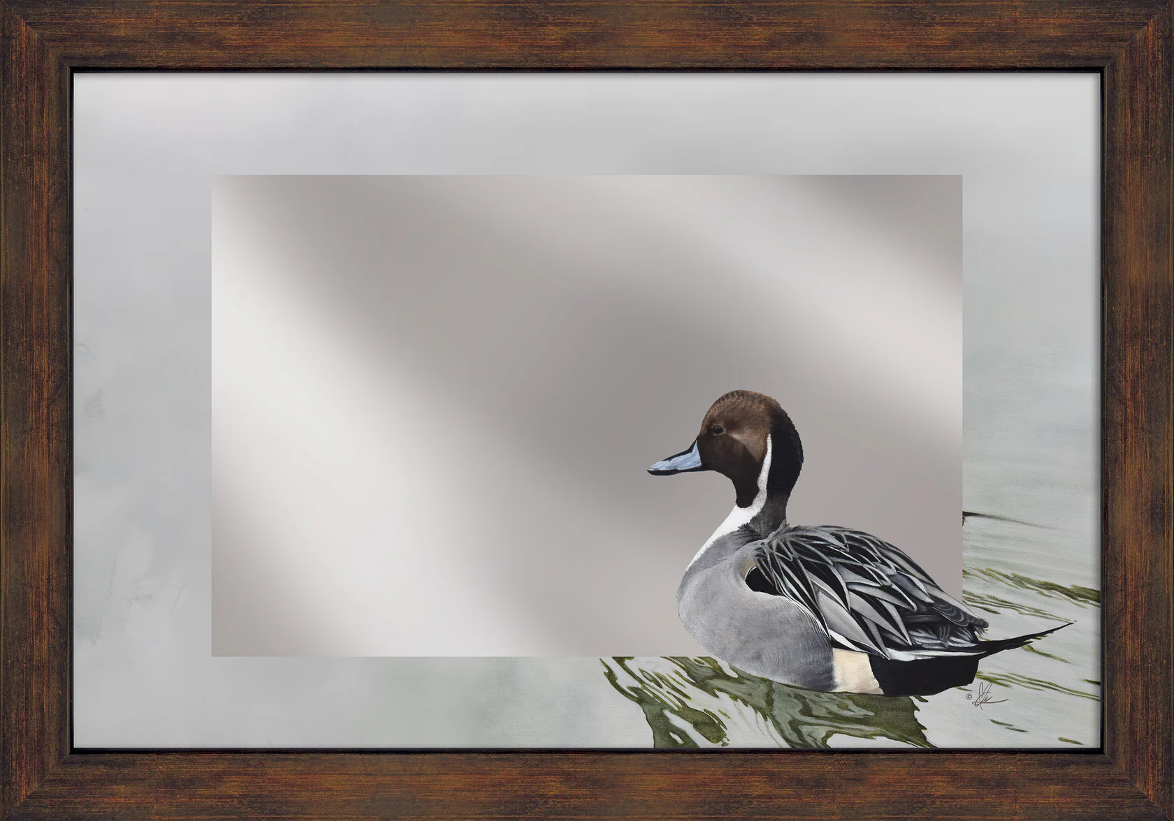 A Grey Kind of Day - Northern Pintail - 16" x 24" Mirror Framed Barnwood