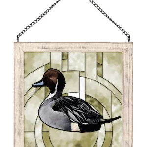 A Grey Kind of Day - Northern Pintail - 20" x 20" Stained Glass Art