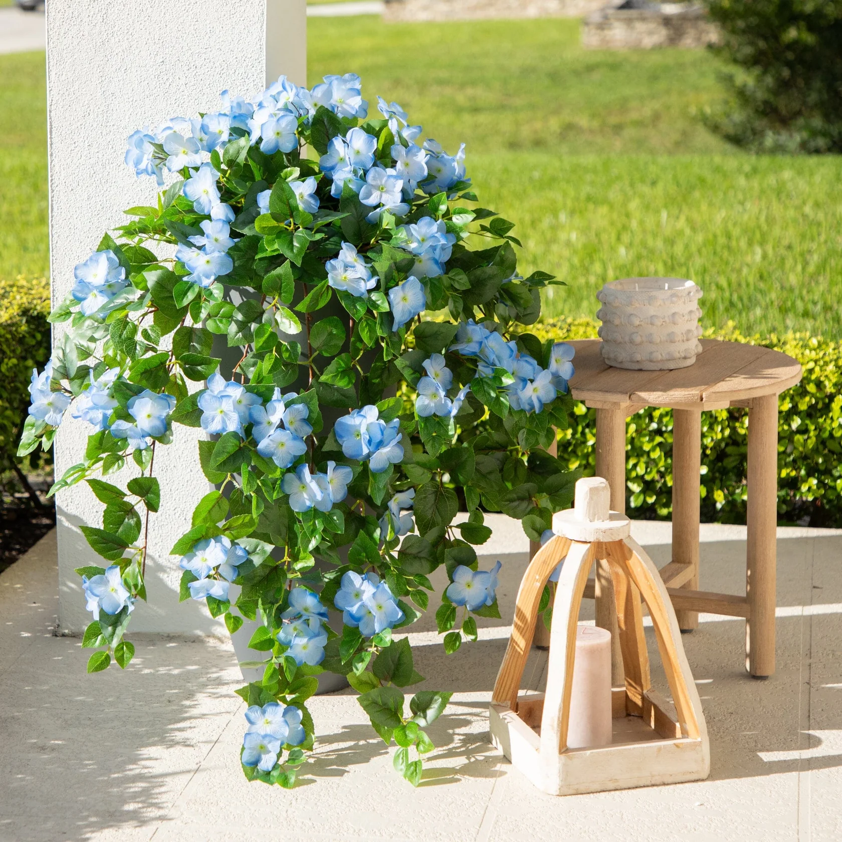 UV Resistant Artificial Hydrangea Hanging Plant (Indoor/Outdoor) - Set of 2 with 3 Color Options