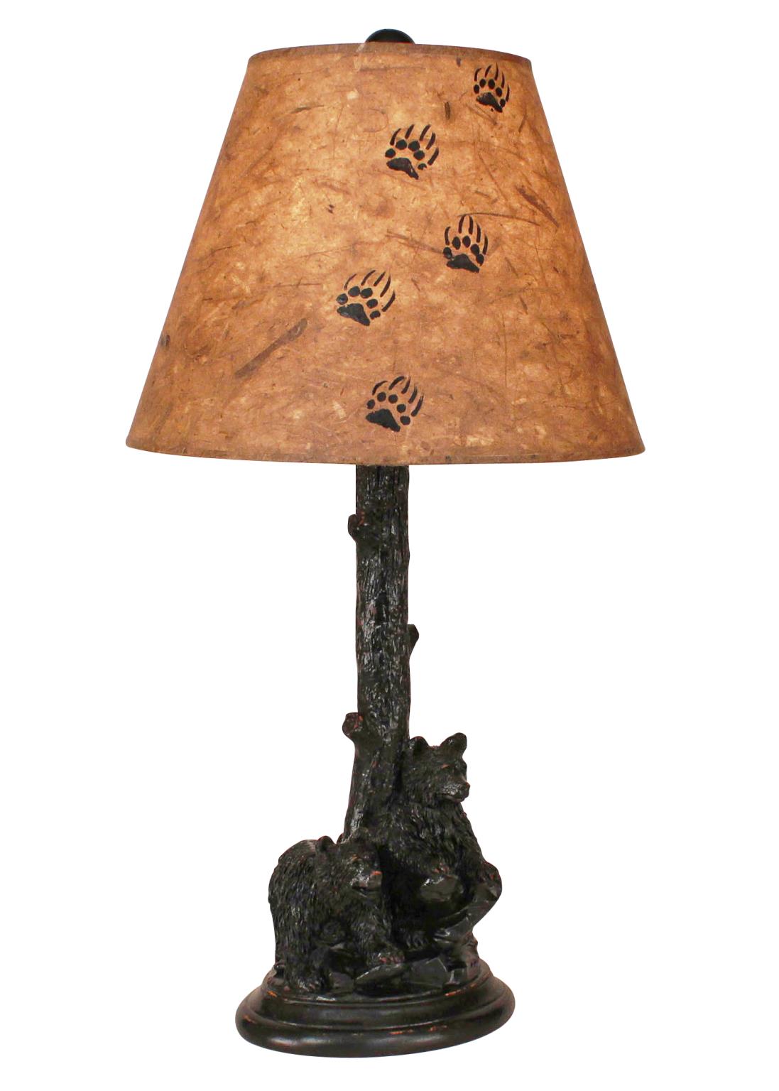 Bear Cubs in Tree Table Lamp with Bear Paw Shade