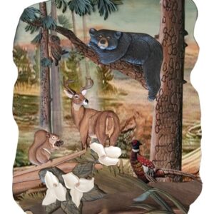 Bear and Friends Intarsia Wood Wall Art - 24″x 32″