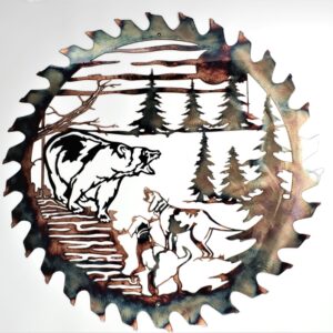 Bears Last Stand Sawblade Cut Out Metal Wall Art